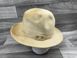 VINTAGE CAVANAGH NEW YORK CREAM FUR FELT FEDORA HAT SIZE 7 3/8 IVORY - Picture 1 of 12
