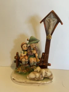 Goebel Hummel Wayside Devotion Boy Girl Lambs Crucifix Figurine Vintage 7-1/2" - Picture 1 of 14