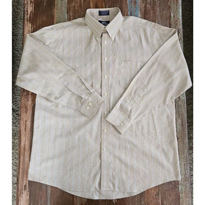 Camisa de Vestir Stafford Micro Pinpoint Oxford 17 1/2 36-37 Para Hombre Tostado Rayas *Leer* Foto 1 de 4