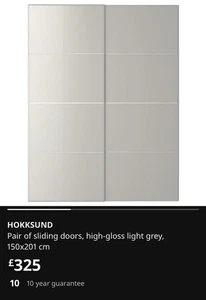 2x IKEA PAX Sliding Doors White Frame Frosted Glass HOKKSUND 150 x 200 - Picture 1 of 8