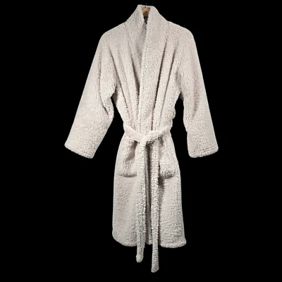 Халат плюшевого медвежонка Pottery Barn унисекс средний кремовый плюшевый искусственный шерпа уютный спа - Изображение 1 из 4