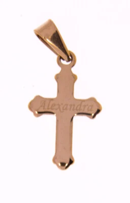 Anhänger Kreuz Farbe rosegold Wunschgravur Wunschname personalisiertes Geschenk - Bild 1 von 2