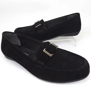 Walking Cradles March Loafer Women's Slip on Shoes Size 9.0 WW Black Faux Suede - Picture 1 of 11