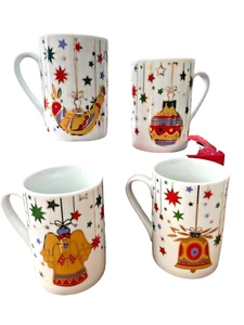 Vintage Maxwell Williams Christmas Trimmings 1990 Porcelain Coffee Mug Set Of 4 - Picture 1 of 8