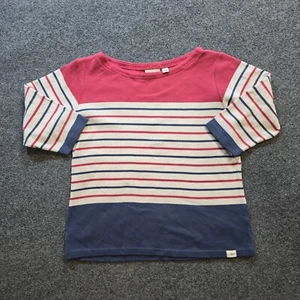 LL Bean Sweater Womens Size Large White Red Sailor Striped Knit Casual Basic - Picture 1 of 8