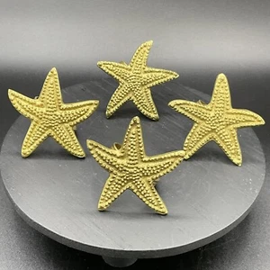 Starfish Napkin Rings Set of 4 Gold Holders Brass Style Coastal Nautical Beach - Picture 1 of 6