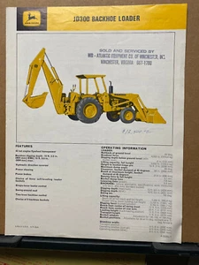 Vtg John Deere Brochure Spec Sheet JD300 Backhoe Loader 1971 Tractor - Picture 1 of 2