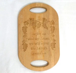 Geschnitztes Holz Schneidebrett Dekor "Wie für mich und mein Haus werden wir dem Herrn dienen" - Bild 1 von 6
