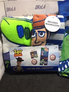 Disney Pixar's "Toy Story 4" Woody & Buzz 2 Piece Towel & Washcloth Bath Set - Picture 1 of 12