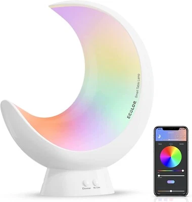 Ecolor Smart Tischlampe, Touch Moon Lampe für Schlafzimmer, dimmbares LED Nachtlicht