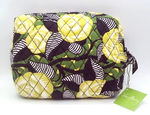 Vera Bradley Large Cosmetic Makeup Bag Vinyl Lined La Neon Rose Pattern NWT - Picture 1 of 9