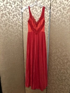 OLGA Vintage Red Lace Bodysilk 9295 Nightgown Size P - Picture 1 of 4