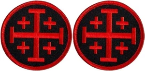 Jerusalem Cross Crusader Infidel Templar Knight Patch - 2PC HOOK BACKING 3"x3" - Picture 1 of 2