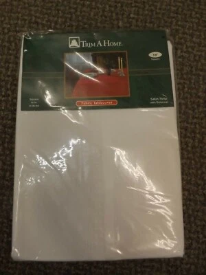 Trim A Home Vtg NEW White Satin Stripe Soil Release Fabric Tablecloth 52" Square - Image 1 of 4