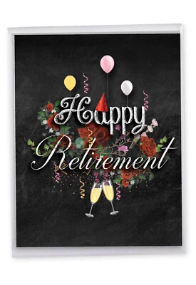 Tarjeta de jubilación (8,5 x 11 pulgadas) - Tiza y rosas - Retiro J6479CRTG-US Foto 1 de 4