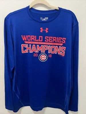 Chicago Cubs 2016 World Series LS Shirt Medium Under Armour Heat Gear Mens - Image 1 of 4