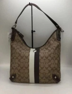 Coach Signature Stripe Chelsea Hobo Shoulder Bag Purse F14476 - Picture 1 of 5