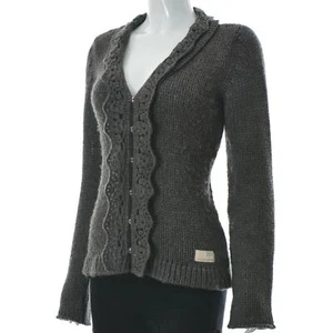 Odd Molly Women's Snap Front Alpaca Knitted Lace Cardigan Sweater Grey Size 2 - Picture 1 of 7