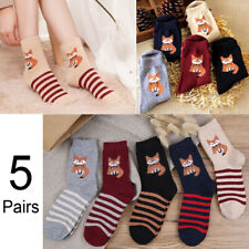 5 Pairs Women Men Wool Cashmere Socks Thick Warm Soft Solid Casual Sports Socks