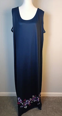 Платье макси Jessica London 24W темно-синее с цветочным узором подол очень мягкое и эластичное - Изображение 1 из 4