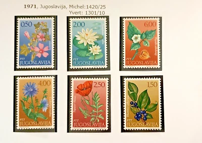 flores, naturaleza, 1971 Europa, Yugoslavia, MNH Foto 1 de 4