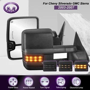 Power Heated LED Signal Tow Mirrors For 2003-07 Chevy Silverado GMC Sierra Yukon - Picture 1 of 13