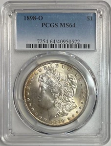 1898 O Morgan Dollar PCGS MS64 Silver Coin $1 Some Tone - Picture 1 of 10