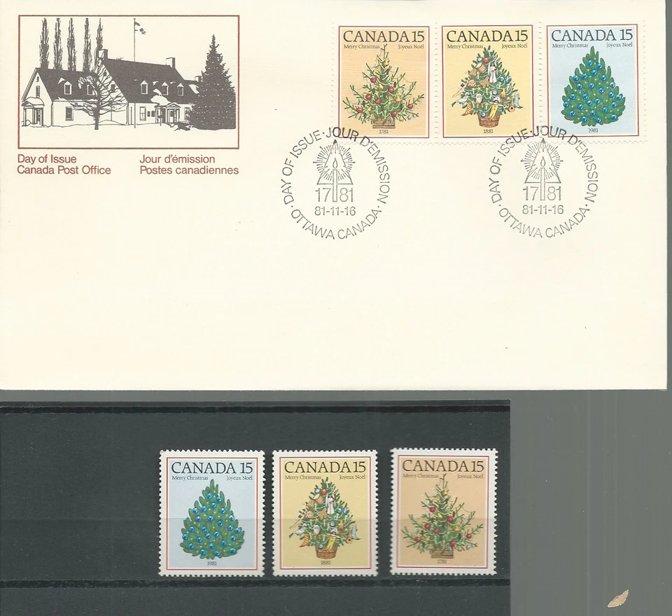 Canada 1981 Noël Arbres Sc#900-02 Ensemble De 3 MNH & Premier Jour - Photo 1/1