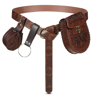 Panitay Juego de 4 Accesorios Renacentistas Incluye Cinturón Vikingo Medieval PU Le... Foto 1 de 4