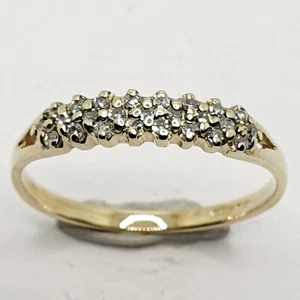 9ct Diamond Cluster Triple Rows Band Half Eternity Yellow Gold Ring Size P - Picture 1 of 19