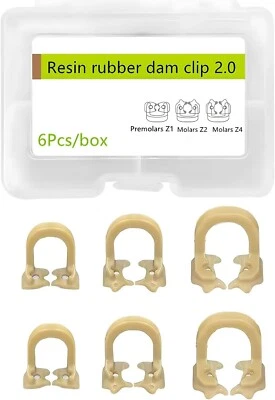SKATTOOTH 6Pcs/box Dental Resin Soft Clamp Universal Rubber Dam Sheet Molar Premolar Clip
