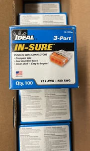 Ideal 30-1033 Steckverbinder, 3 Ports, 12-20 AWG, 10er Pack mit 100 neu - Bild 1 von 3