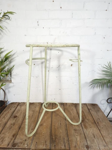 Vintage French Green Painted Metal Wash Basin Stand Garden Planter Cover