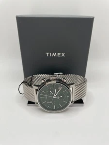 Timex Midtown TW2W43400 Mens Green Dial Silver Band Round Chronograph Watch - Picture 1 of 12
