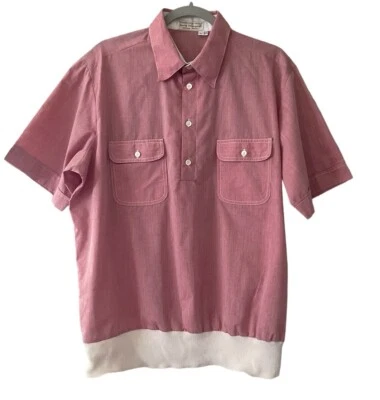 Camisa de Colección Norm Thompson Para Hombres Grande Roja Tejida Cintura Pullover Bolsillos Foto 1 de 4