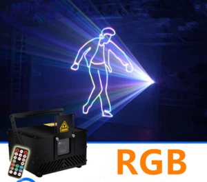 Remote 2W SD Card RGB Animation Laser Pro DMX ILDA DJ Party Club Stage Light - Afbeelding 1 van 11