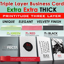5000 THICK 38pt Triple Layer RED Center Trifecta FULL COLOR Business Card 2SIDED