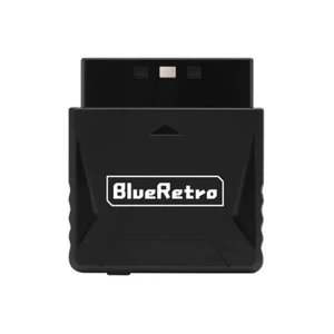 Wireless Bluetooth Controller Receiver - Playstation 1 & 2 - (Black) Blue Retro - Picture 1 of 11