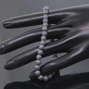 David Yurman Men's 6MM Matte Hematite Spiritual Beads Bracelet 8" 925 Silver - Picture 1 of 5