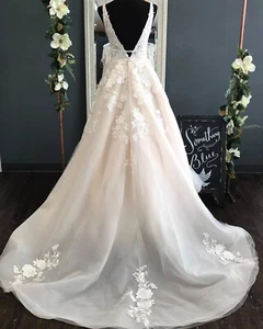 NEW2025 Plung Floral Lace Wedding Dress Wedding Dress A-Line Ivory Evening Dress - Picture 1 of 8