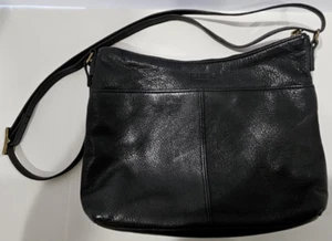 Margot New York Umhängetasche schwarz Leder schmale Handtasche verstellbarer Riemen - Bild 1 von 12