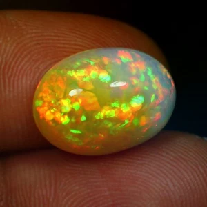 6,95 ct Top-Klasse! Einzigartiges Wabenmuster äthiopisch weiß Opal Cab - Bild 1 von 5