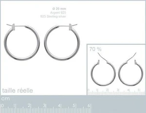 Boucles Oreilles Créole Tube Lisse 20 mm Argent Massif 925 de Dolly-Bijoux - Picture 1 of 1