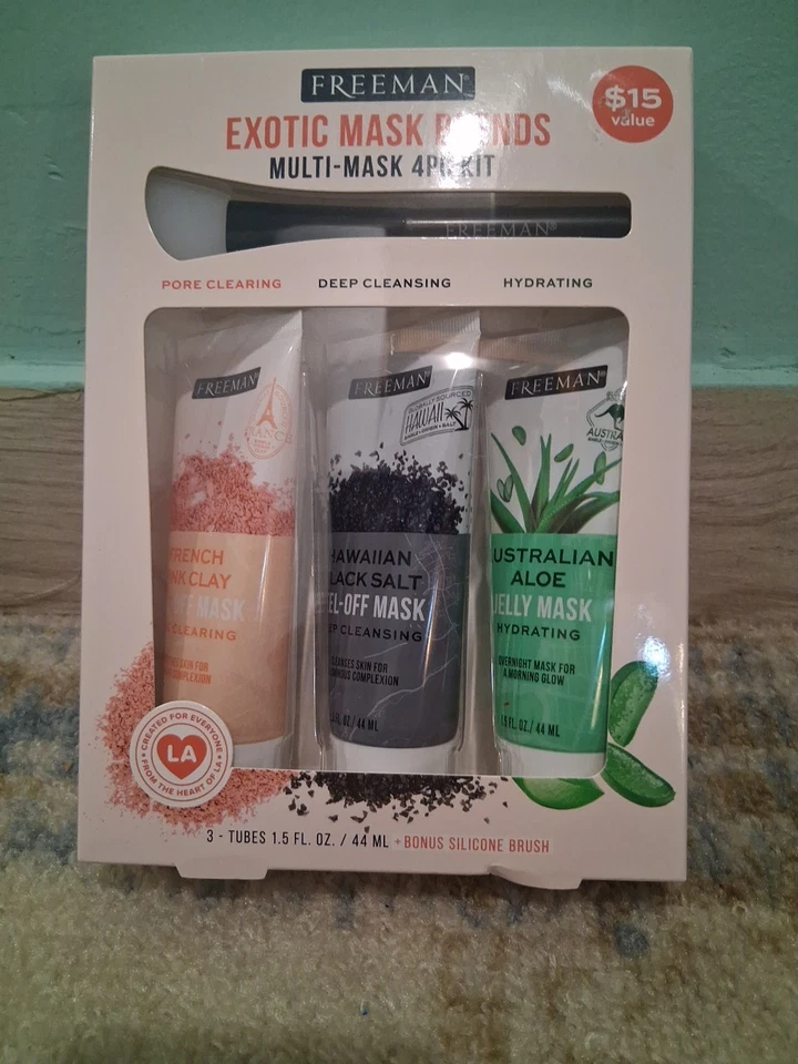 FREEMAN EXOTIC MASK BLENDS MULTI MASK 4 PC KIT & SILICONE BRUSH - Image 1 of 4