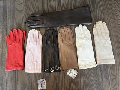 Lote De Colección De 7 Pares De Guantes De Conducción Para Mujer Cuero 6.5-7 Mayormente Nuevos Con Etiquetas Foto 1 de 4