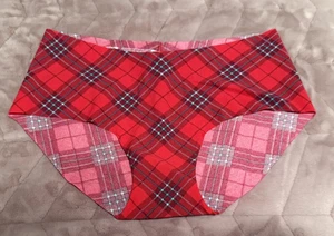 Panty Hiphugger Victoria's Secret ROSA Logo Rojo Cuadros No Show ~ GRANDE ~ ¡NUEVO CON ETIQUETAS! - Imagen 1 de 8