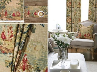 Paneles de cortina de bolsillo Covington BOSPORUS 2 varillas-HECHOS A MEDIDA inodoro rojo antiguo Foto 1 de 4