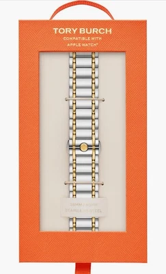 NUEVO Tory Burch Miller 38-40 mm Dos Tonos Dorado Plata Apple Watch Correa TBS0087 Foto 1 de 4