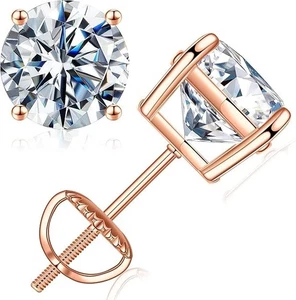 6,5 mm Moissanit Schraubverschluss Ohrringe, Rose Farbe VVS1 Reinheit Lab Created 2ct. - Bild 1 von 6