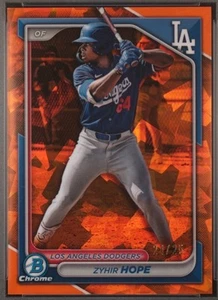 Zyhir Hope Prospect 2024 Bowman Sapphire Draft Orange Refractor La Dodgers #/25 - Bild 1 von 2